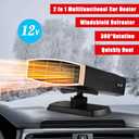 12V Car Heater,Portable Car Heater for Vehicle, 12V Car Heater Portable, Portable Heater for Car, 360 Rotatable Car Defroster Windshield Heater Plugs into Cigarette Lighter(Black Gold)