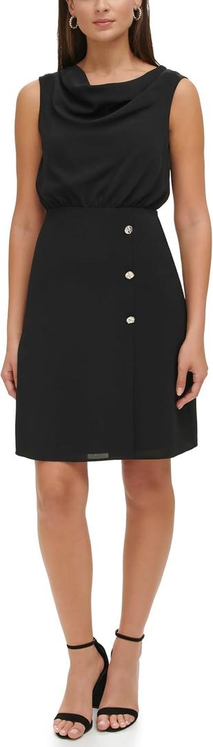 Kensie Women's Sleeveless Cowl Neck Sheath Dress (16, Black)