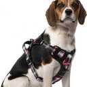 PUPTECK No Pull Dog Harness Small Sized, Adjustable Reflective Dog Harness with Handle Easy Control, Comfortable Soft Padded Pet Vest Harness for Small Dogs, Plaid Black M