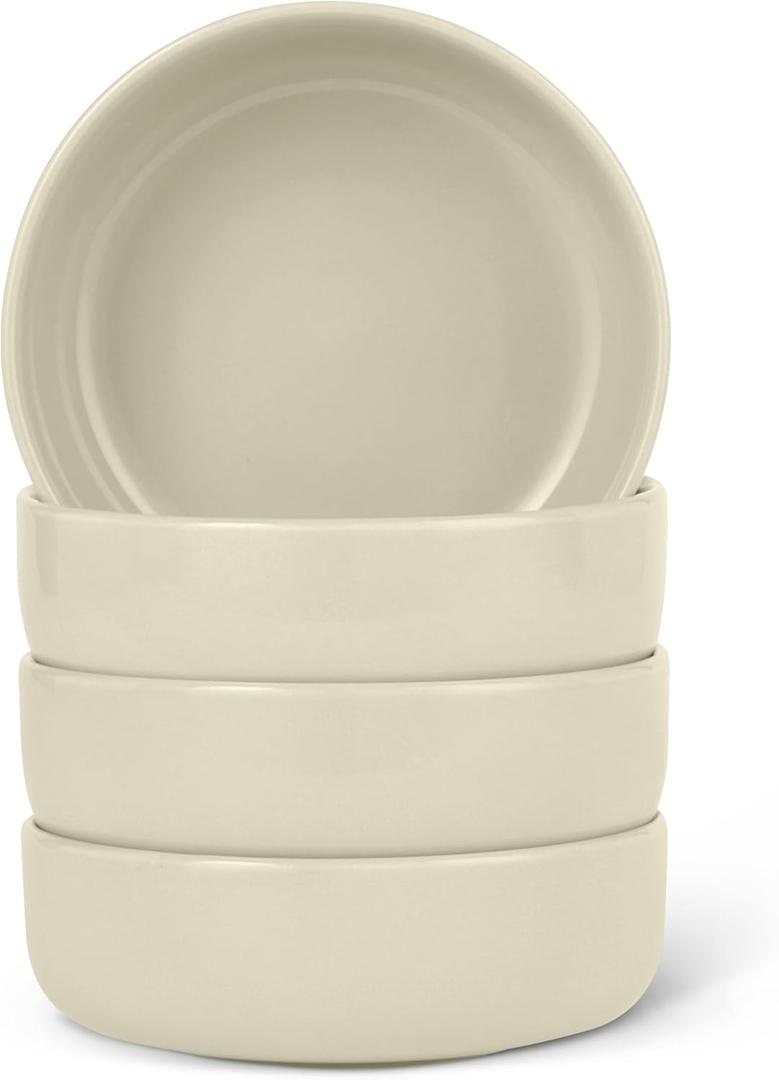 Amazon Basics Glazed Stoneware Bowls, 4-Piece Set, Microwave and Dishwasher-Safe, 5.5 in., Ivory