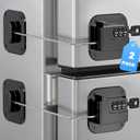 2PCS Mini Fridge Lock with Code, Refrigerator Locks, Cabinet Locks Baby Proofing, Combination Lock for Refrigerator, Freezer, Cabinets, Drawers, Doors and Windows, NO Drilling