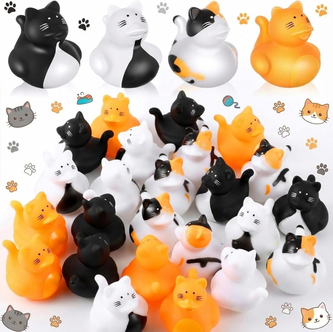 Deekin Rubber Ducks 2 Inch Animal Party Favors Small Rubber Ducks for Cruise Ships for Shower Birthday Gift Activity Theme Party(50 Pcs,Cat)