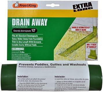 Frost King DE300 Standard Plastic Drain Away Downspout Extender, Extends 12-Feet, Green