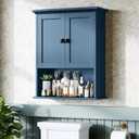 Bathroom Wall Cabinet, Wooden Medicine Cabinet Over Toilet Storage Cabinet with Doors and Adjustable Shelf Wall Mounted Storage Organizer Cabinet Above Toilet (Ultramarine)