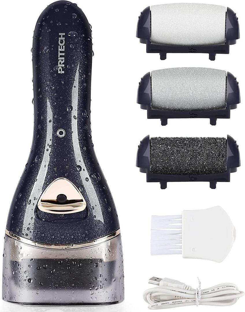 Electric Feet Callus Removers Rechargeable, Portable Electronic Foot File Pedicure Tools, Electric Callus Remover Kit, Professional Pedi Feet Care for Dead, Hard Cracked Dry Skin Ideal Gift (Black)