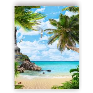 TANXM Romantic Beach Art Poster, Leaf Wall Art, Nature Wall Decor,Coconut Palm Coast Art Prints, Sea view art Decor, No Frame,16"x24"(40.5 X 60.6 CM)