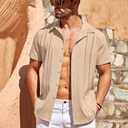 COOFANDY Men's Cuban Guayabera Shirt Short Sleeve Button Down Shirts Casual Summer Beach Linen Shirts (White)