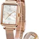 Women's Square Watch Mesh Bracelet Stainless Steel Rectangular Dress Watches for Women Fashion Business Analog Quartz Ladies Small Wrist Watch