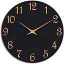 Wall Clock 14 Inch, Modern Wall Clocks Battery Operated, Silent Non Ticking Clock Decorative for Living Room, Office, Home, School (Black Gold)