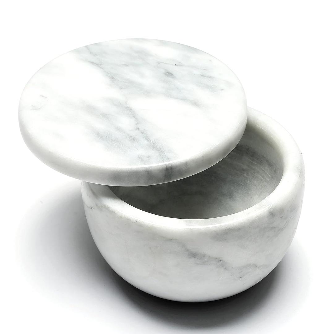 Marble Salt Holder Salt Box Spice keeper Black Big Salt Cellar Natural Material Salt Container Spice Cellar Large Capacity