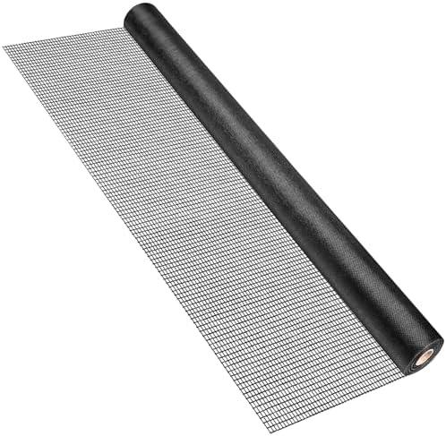 Ouskr Replacement Window Screens Roll, 36 inch x 100 feet Durable Window Screen Mesh for Patio Porch Door Windows, DIY Adjustable Fiberglass Window Screen Repair Kit Sliding Net Pet, Black