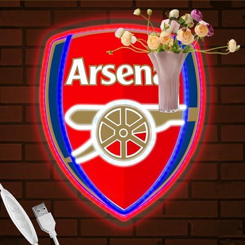 Soccer Team Neon Sign, Cool Dimmable Light Up Football Team Hanging USB Powered for Wall Decor, Man Cave, Bedroom, Bar, Game Room, Garage Deco, Birthday Christmas Merch Gift for Boys Fans (Arcenal)