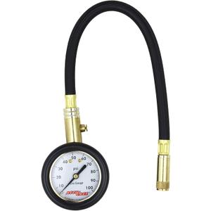 Accu-gage by Milton Dial Tire Pressure Gauge with Straight Air Chuck and 11 in. Braided Hose - ANSI Certified for Motorcycle/Car/Truck Tires (0-100 PSI)