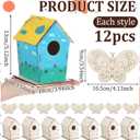 DoubleFill 24 Pack Wooden Bird Houses Bulk, Butterfly Wood Chips for DIY Unfinished Hanging Birdhouse Kits, Wooden Craft Houses to Paint VBS Craft Family Crafts Party Favor