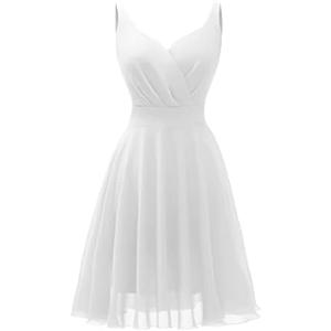 Dressever Summer Cocktail Dress V-Neck Adjustable Spaghetti Strap Chiffon Sundress M