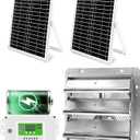 12" High Speed Solar Exhaust Fan for Greenhouse Equipped with Two 30W Solar Panel, with Battery and Smart Charging System. Applicable to Garages, Sheds, Attics, Storage Rooms, RVs