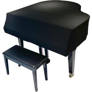 DEEP DEER Waterproof Dustproof Elastic Grand Piano Cover - Minimalist All-Black - with Elastic Drawstring - Fits Petite Grand & Baby/Medium/Parlor Grand Pianos (S-FOR Baby Grand Pianos)