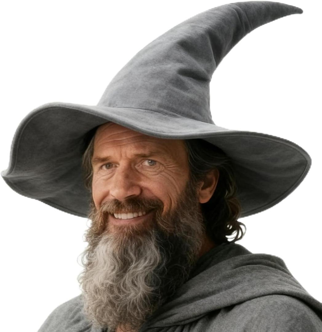 HOMELEX Black Witch Hat Adult Wizard Hat Sorcerer Accessories Halloween (Grey)