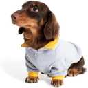WienieDay Dachshund Dog Turtleneck Sweater, Adjustable Polo Collar with Zipper, Two-Legged Warm Double Fleece Stretchy Clothes for Mini Dachshunds (Large)