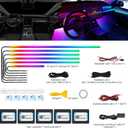 Dreamcolor Acrylic Interior Car LED Strip Light with Wireless APP, RGB 6 in 1 with 175 inches 600 LEDs Fiber Optic Car Ambient Lighting Kits, Sound Active Function LED Strip for Car Accessories
