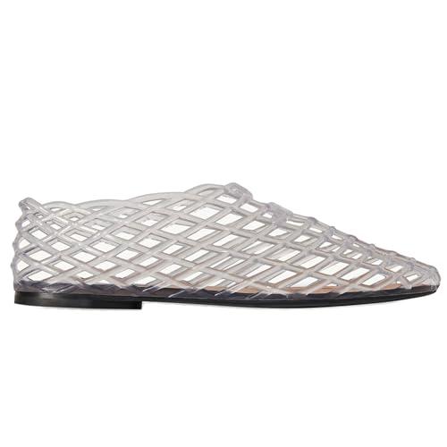 VOMIYALL Mesh Jelly Ballet Flats for Women with Closed Toe Comfortable Clear Adult Jelly Shoes Women Casual Flats Sandals Womens Clear, Size 8/39