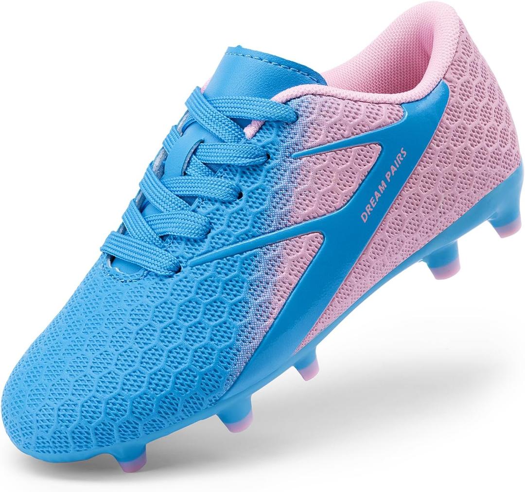DREAM PAIRS Girl Toddler Boys Soccer Cleats, Pink/ Blue, 13 Little Kid
