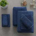 Smuge 18-Piece Bath Towel Set, Include 6 Bath Towel Sheets, 6 Hand Towels and 6 Washcloths - Highly Absorbent Quick Dry 100% Microfiber,Ultra Soft Bathroom Towel Set (Navy Blue)