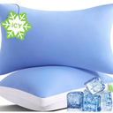 Cooling Bed Pillows Queen Size Set of 2, Cool for Hot Sleepers, Soft Gusseted Hotel Down Alternative Pillow 2 Pack for Side Back Stomach Sleeper, Supportive, Pain Relief, ICY Blue, 20" x 30"