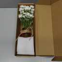 Muhanjia Artificial Daisy Flowers in Amber Glass Vase with Faux Water,9Pcs White Artificial Silk Flowers with Stems for Centerpiece (Daisy)