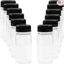 Piutouyar 4 oz Plastic Juice Bottle, 12 Pack Reusable Bulk Beverage Drink Containers Household Beverage Containers for Juice, Milk, Water, Smoothies, Homemade Beverages