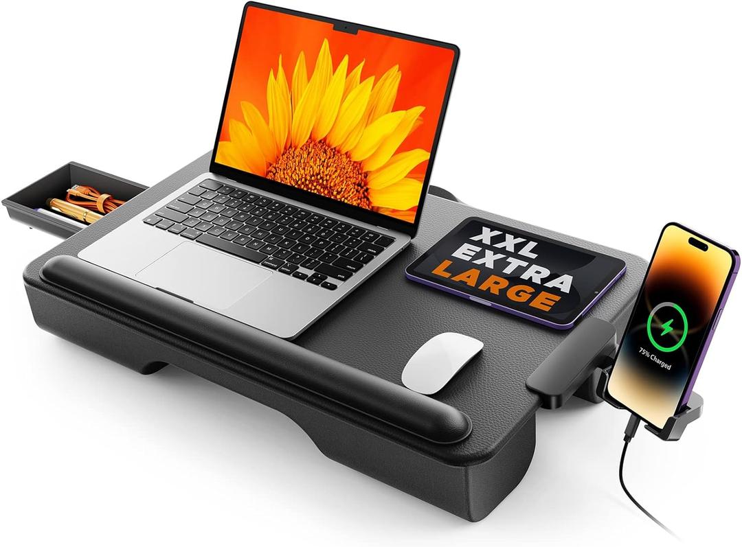 SAIJI Laptop Lap Desk, Portable Laptop Desk for Bed - Fits Up to 17" Laptop & MacBook,Lightweight Lap Tray Table with Storage Drawer, Lap Desk with Cushion, Laptop Stand for Bed & Couch