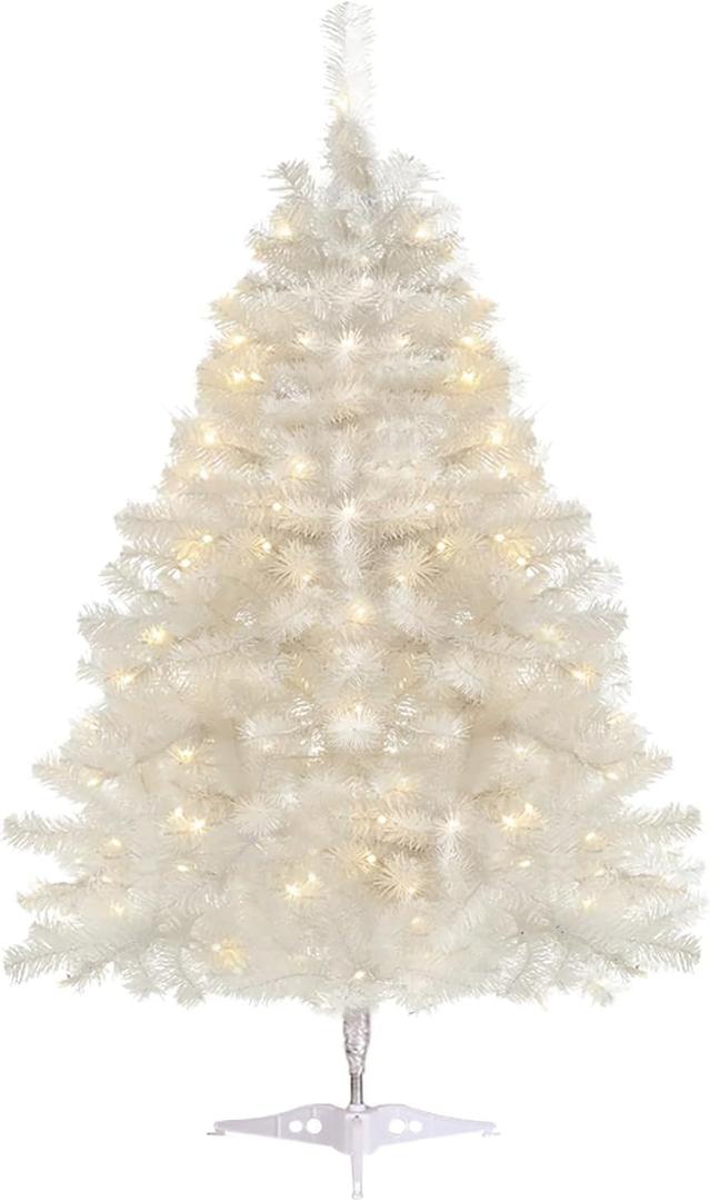 3ft Artificial Christmas Tree, Tabletop Xmas Tree for Holiday Decor 140 Branch Tips, White