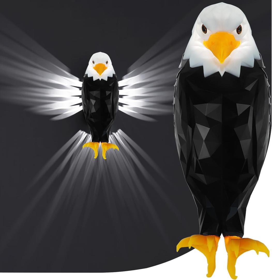 Bald Eagle Wall Light, American Eagle Night Light, Magnetic Wall Mounted Eagle Lamp for Bedroom, Living Room, Hallway, Removable Charging Eagle Light