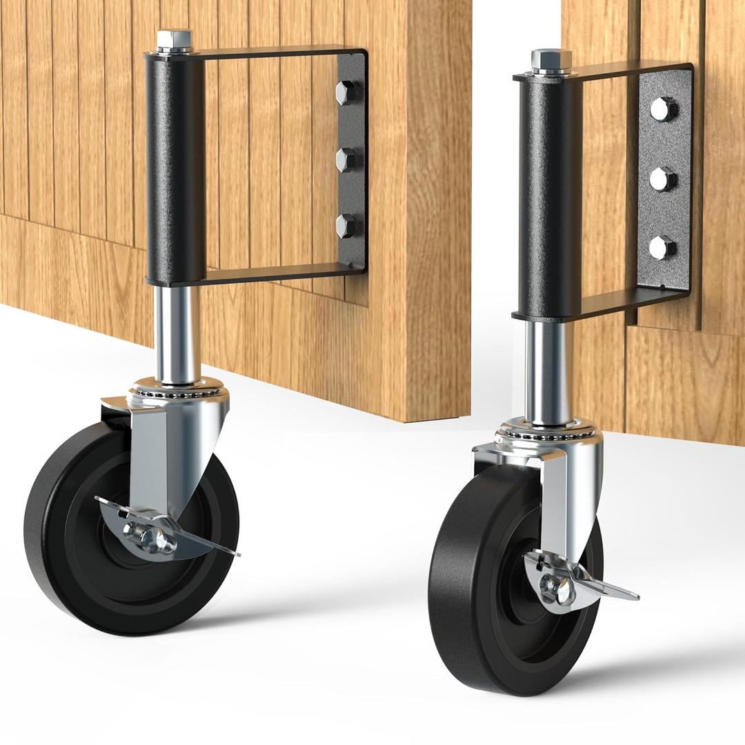 Heavy Duty Gate Wheels for Fences, Yards, Farms, Gate Casters with Spring Loaded, 360 Degree Swivel Max Load Capacity 220lbs