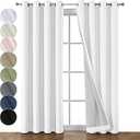 OWENIE Maya 100% White Blackout Curtains 84 Inch Length 2 Panels Set, Greyish White Solid Heavy Insulated Grommets Curtains for Bedroom & Living Room, 2 Panels (Each 52 W x 84 L, Greyish White)