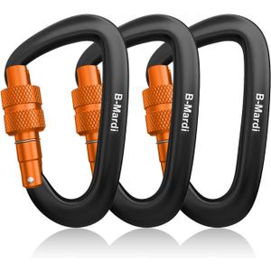 B-Mardi Carabiner Clips Heavy Duty 12kN (2697 lbs)-Lightweight Locking Carabiners for Camping, Hiking, Hammock, Dog Leash Harness, Outdoor and Gym etc, Keychains& Utility