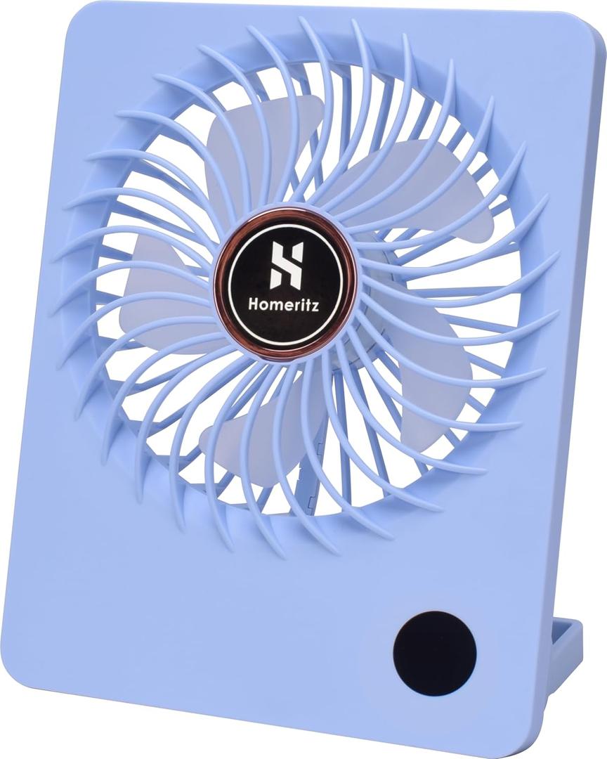 Personal Battery Operated Desk Fan, Rechargeable Fan, 2000mAh Battery, Power Display and 180 Tilt Folding, Ultra Quiet and Portable, Office, Camping, in Car (Blue), Compact
