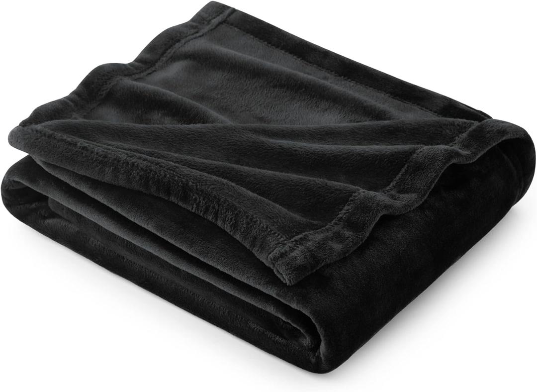 Bedsure Fleece Throw Blanket for Couch Black - Lightweight Plush Fuzzy Cozy Soft Blankets and Throws for Sofa, 50x60 inches
