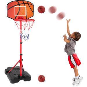 Kids Basketball Hoop for 1 2 3 4 5 6 Year Old Stand Adjustable Height 3.5ft-5.3ft Toddler Boy Basketball Hoop Indoor Mini Basketball Hoops Goal Ball Games Toys for Girl Boy Age 1-3 2-4 3-5