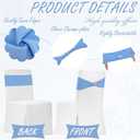 Moukeren 50 pcs Spandex Chair Sashes Bows Stretch Chair Covers Bands with Slider Buckles Universal Elastic Seat Ribbons for Wedding Party Events Ceremony Birthday Banquet(Baby Blue)