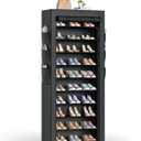 Covered Shoe Rack Tall Metal Shoes Rack Organizer for Entryway Garage Closet Tall Shoe Shelf Shoe Storage Cabinet Free Standing Large Garage Shoes Racks Organizer (11.8"D x 23.6"W x 70.86"H)