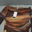 PRETTYGARDEN Womens Fall Trendy Off Shoulder Y2k Tops 2026 Tie Dye Mesh Long Sleeve Shirts Asymmetrical Ruched Floral Blouse (Floral Brown, Large)