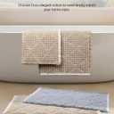 Waffle Bath Mat Set, Non Slip Bathroom Rugs Sets 2 Piece, Ultra Absorbent Long Bath Rug Runner for Bathroom Boho Chic Decor, Machine Washable Floor Mats, Brown & White, 20"47" Plus 18"30"
