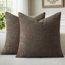 a moment Dark Brown Chenille Throw Pillow Covers 22x22 Inch Pack of 2 Modern Decorative Throw Pillow Covers Farmhouse Cross Covers Home Decor for Sofa Bedroom Living Room