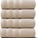 Hearth & Harbor Luxury Hand Towels - 100% Ring Spun Cotton Hand Towels for Bathroom, Shower, Spa, Soft & Absorbent Towels, 4 Piece Set, Beige