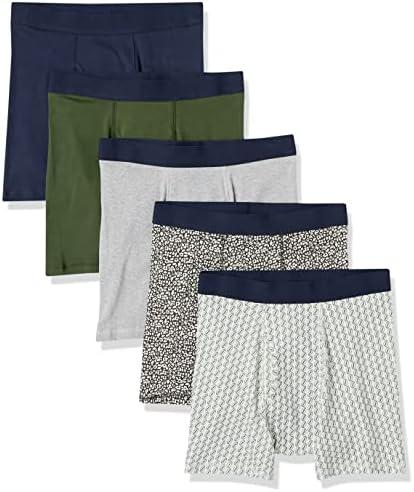 Amazon Essentials Men's Underwear Boxer Briefs, Comfortable Cotton, Tag-Free, Pack of 5 M