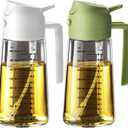 TrendPlain 16oz/470ml Glass Olive Oil Sprayer for Cooking  2 in 1 Olive Oil Dispenser Bottle for Kitchen Gadgets and Air Fryer Accessories, Salad, BBQ - White & Green