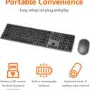 Amazon Basics Ultra Premium Wireless Keyboard and Mouse Combo, Rechargeable, Full-Size with Number Pad, Sleek Design, Plug and Play, Quiet Typing, 2.4GHz USB Receiver, Black
