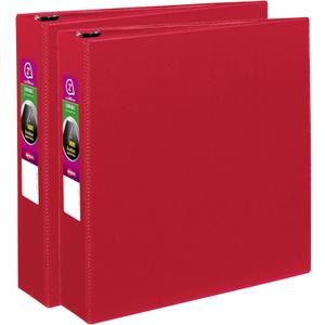 Avery Durable 3 Ring Binders, 2 Inch Slant Rings, 2 Red Binders (46015)