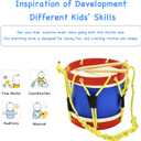 Kids 8 Inch Drum Set with Adjustable Strap and 2 Wooden Drum Sticks - Musical Instrument Gift Choice